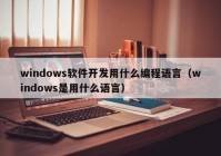 windows软件开发用什么编程语言（windows是用什么语言）